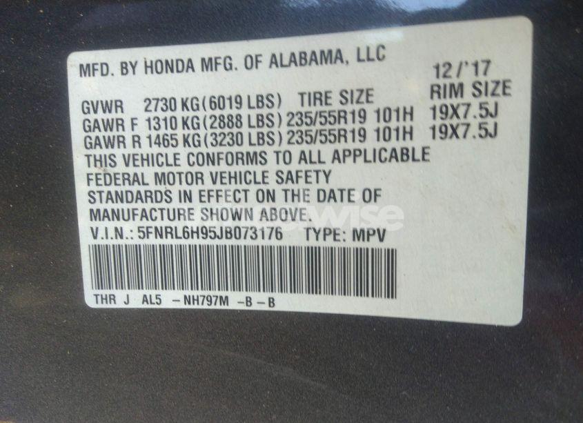 Photo 9 of 2018 Honda Odyssey ELITE (VIN 5FNRL6H95JB073176)