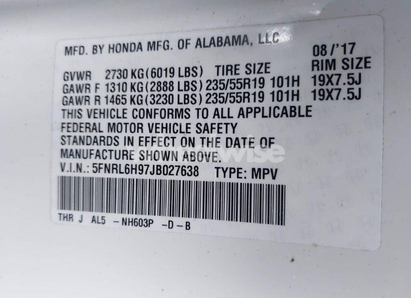 Photo 9 of 2018 Honda Odyssey ELITE (VIN 5FNRL6H97JB027638)