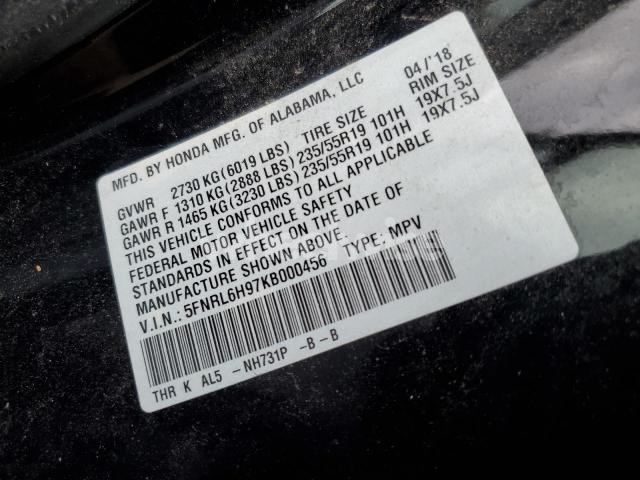 Photo 7 of 2019 HONDA ODYSSEY ELITE (VIN 5FNRL6H97KB000456)