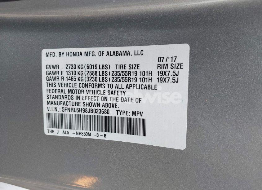 Photo 9 of 2018 Honda Odyssey ELITE (VIN 5FNRL6H98JB023680)