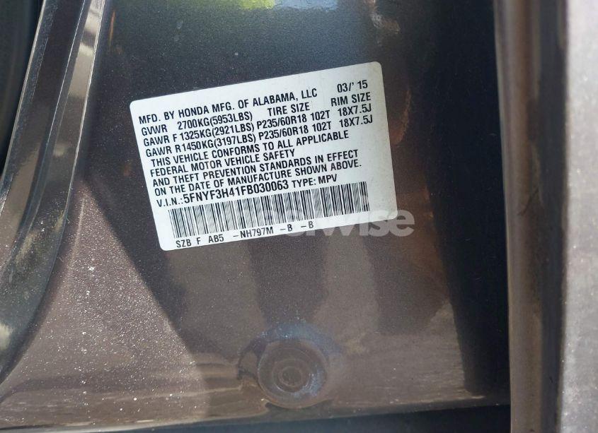 Photo 9 of 2015 Honda Pilot EX (VIN 5FNYF3H41FB030063)