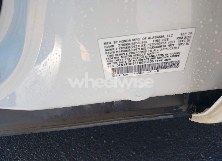 Photo 9 of 2015 Honda Pilot TOURING (VIN 5FNYF3H91FB020306)