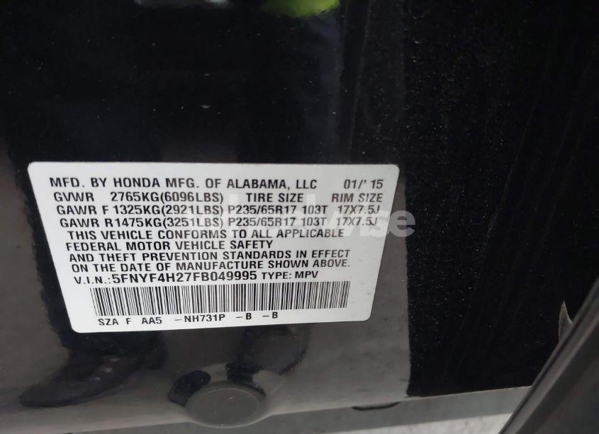 Photo 9 of 2015 Honda Pilot LX (VIN 5FNYF4H27FB049995)