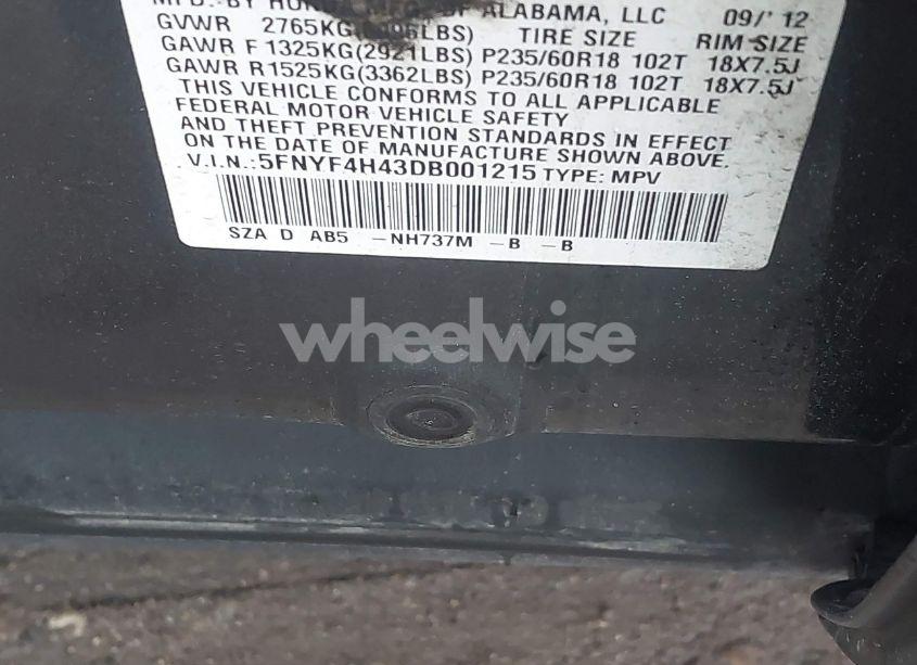 Photo 9 of 2013 Honda Pilot EX (VIN 5FNYF4H43DB001215)