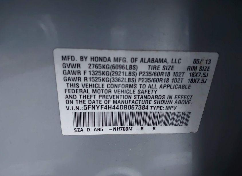 Photo 9 of 2013 Honda Pilot EX (VIN 5FNYF4H44DB067384)