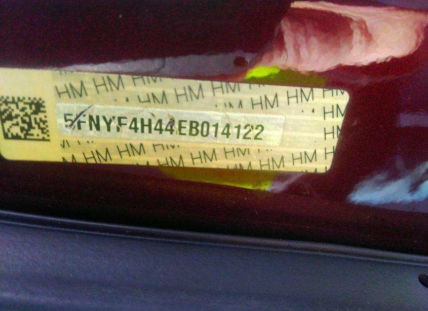 Photo 9 of 2014 Honda Pilot EX (VIN 5FNYF4H44EB014122)