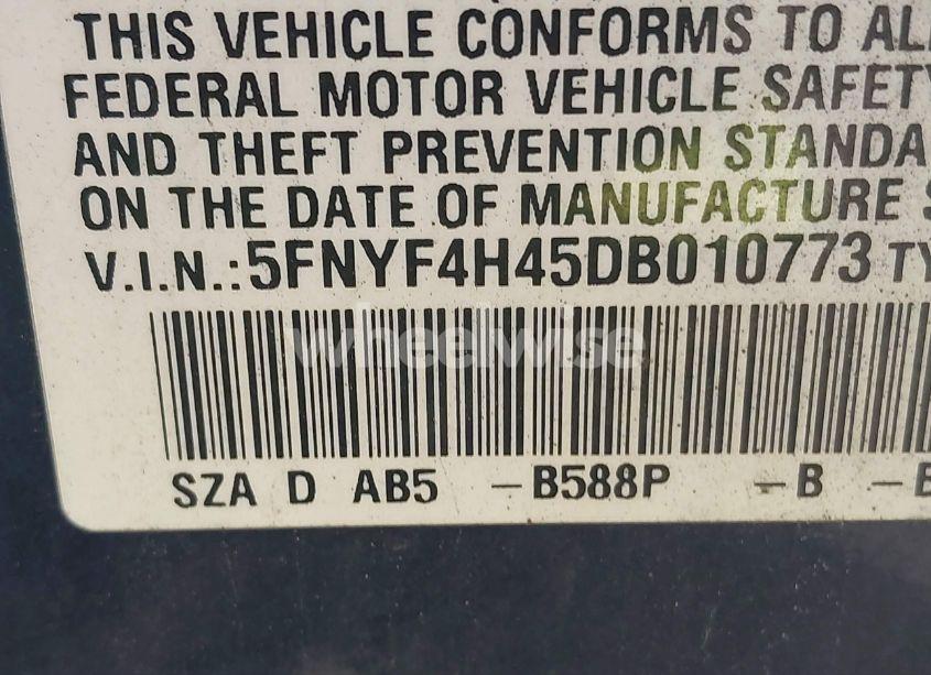 Photo 9 of 2013 Honda Pilot EX (VIN 5FNYF4H45DB010773)