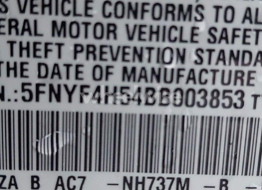 Photo 9 of 2011 Honda Pilot EX-L (VIN 5FNYF4H54BB003853)