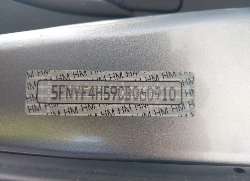 Photo 9 of 2012 Honda Pilot EX-L (VIN 5FNYF4H59CB060910)