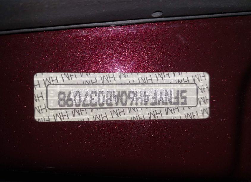 Photo 9 of 2010 Honda Pilot EXL (VIN 5FNYF4H60AB037098)