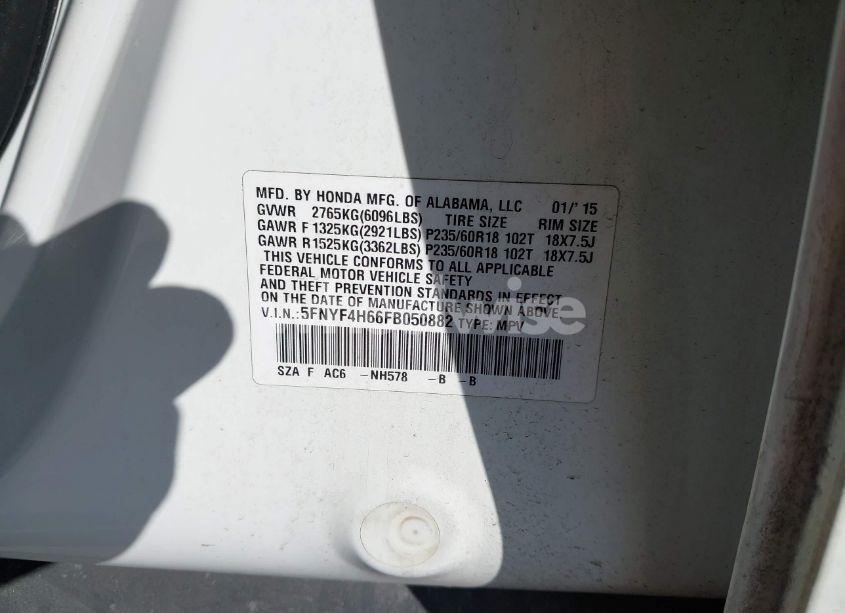 Photo 9 of 2015 Honda Pilot EX-L (VIN 5FNYF4H66FB050882)