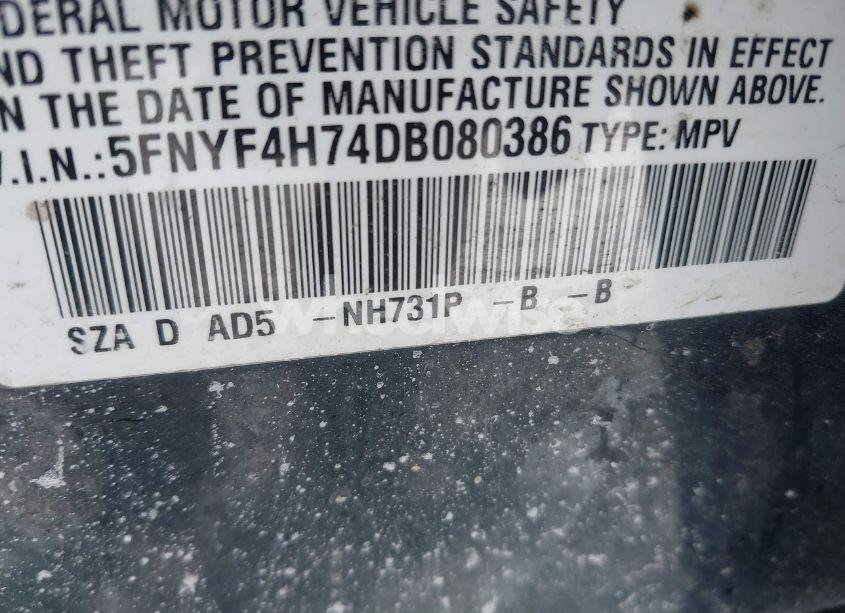 Photo 9 of 2013 Honda Pilot EX-L (VIN 5FNYF4H74DB080386)
