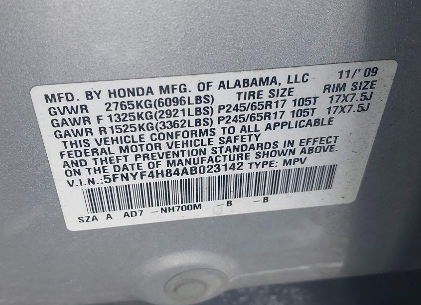 Photo 9 of 2010 Honda Pilot TOURING (VIN 5FNYF4H84AB023142)