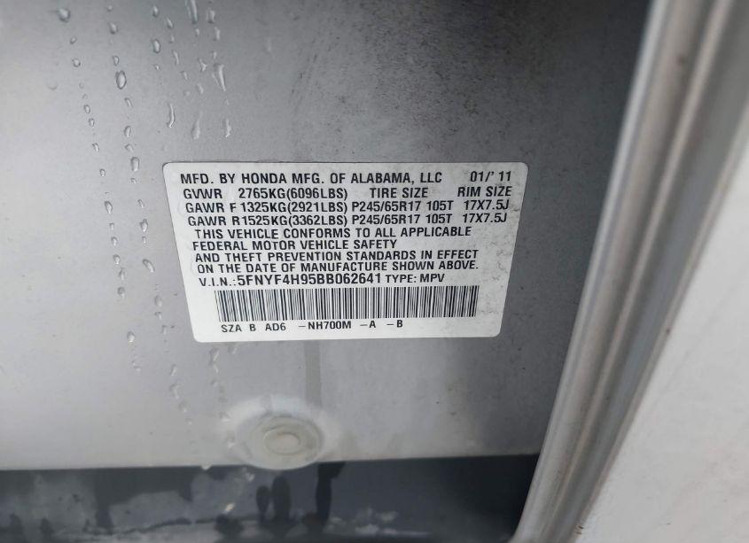 Photo 9 of 2011 Honda Pilot TOURING (VIN 5FNYF4H95BB062641)