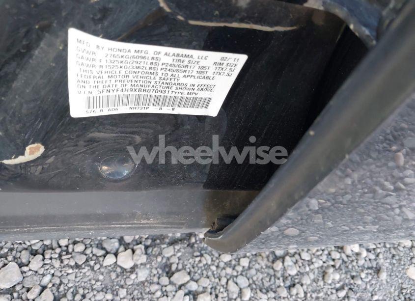 Photo 9 of 2011 Honda Pilot TOURING (VIN 5FNYF4H9XBB070931)