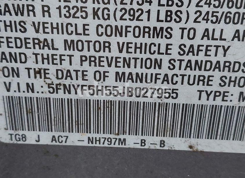 Photo 9 of 2018 Honda Pilot EX-L (VIN 5FNYF5H55JB027955)