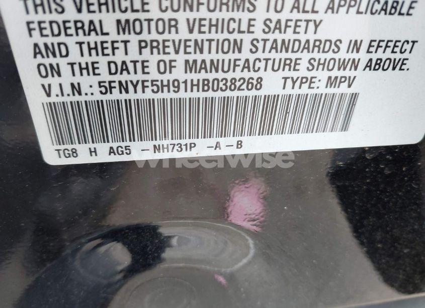 Photo 9 of 2017 Honda Pilot TOURING (VIN 5FNYF5H91HB038268)