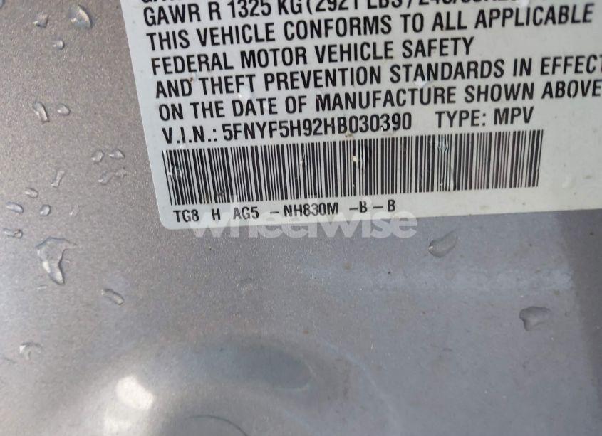 Photo 9 of 2017 Honda Pilot TOURING (VIN 5FNYF5H92HB030390)