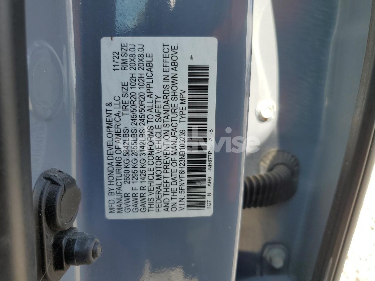 Photo 13 of 2022 HONDA PILOT SE (VIN 5FNYF6H23NB100239)