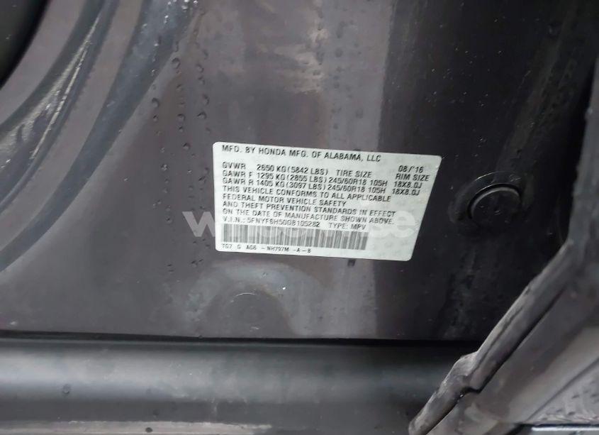 Photo 9 of 2016 Honda Pilot EX-L (VIN 5FNYF6H50GB105282)