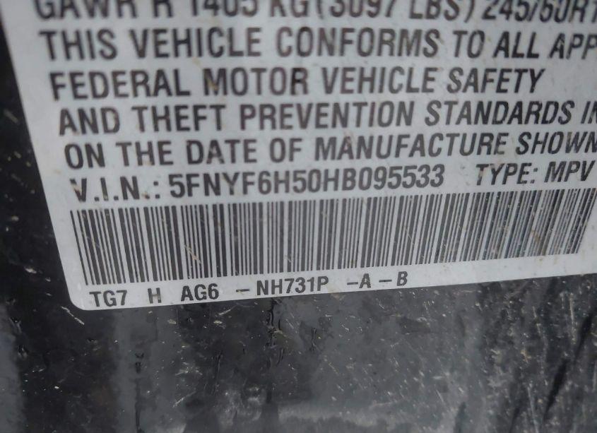 Photo 9 of 2017 Honda Pilot EX-L (VIN 5FNYF6H50HB095533)