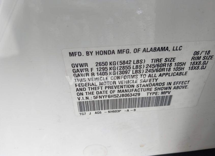 Photo 9 of 2018 Honda Pilot EX-L (VIN 5FNYF6H52JB063429)