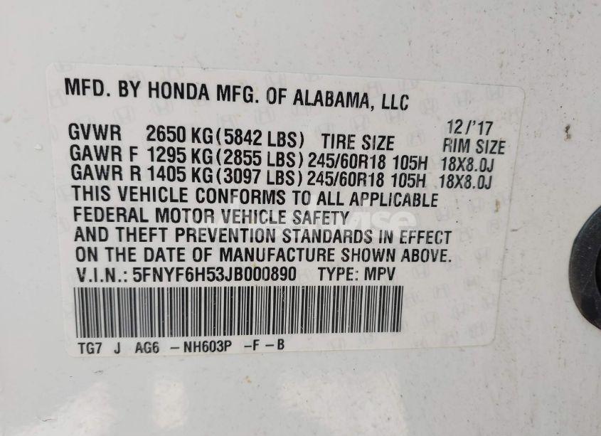 Photo 9 of 2018 Honda Pilot EX-L (VIN 5FNYF6H53JB000890)