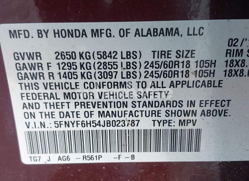 Photo 9 of 2018 Honda Pilot EX-L (VIN 5FNYF6H54JB023787)