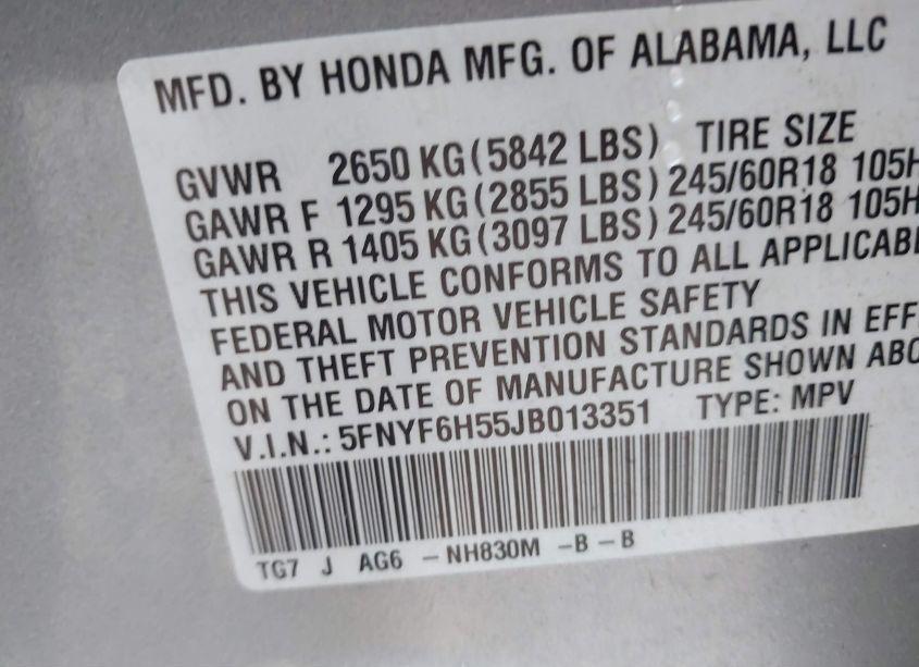 Photo 9 of 2018 Honda Pilot EX-L (VIN 5FNYF6H55JB013351)