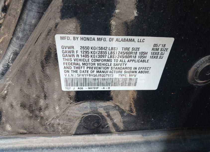 Photo 9 of 2018 Honda Pilot EX-L (VIN 5FNYF6H56JB057973)