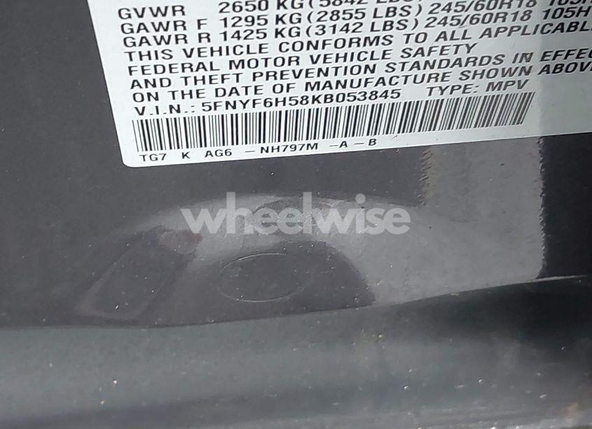 Photo 9 of 2019 Honda Pilot EX-L (VIN 5FNYF6H58KB053845)