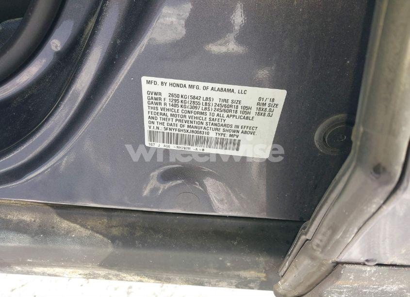 Photo 9 of 2018 Honda Pilot EX-L (VIN 5FNYF6H5XJB008310)