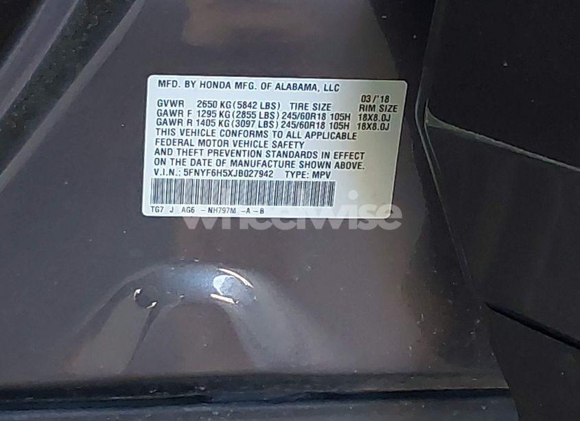 Photo 9 of 2018 Honda Pilot EX-L (VIN 5FNYF6H5XJB027942)