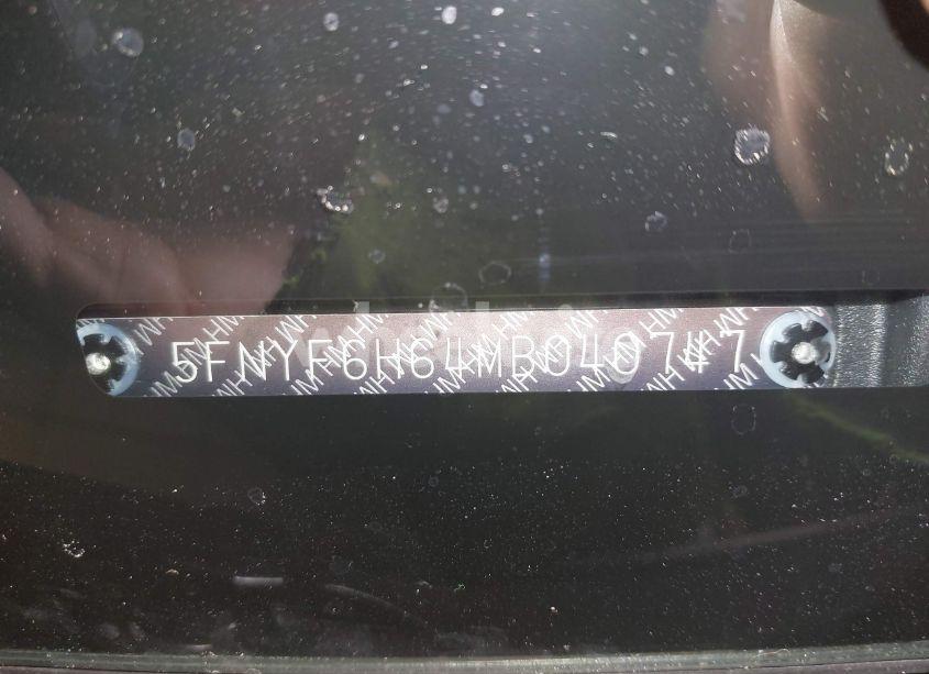 Photo 18 of 2021 Honda Pilot AWD TOURING 7 PASSENGER (VIN 5FNYF6H64MB040747)