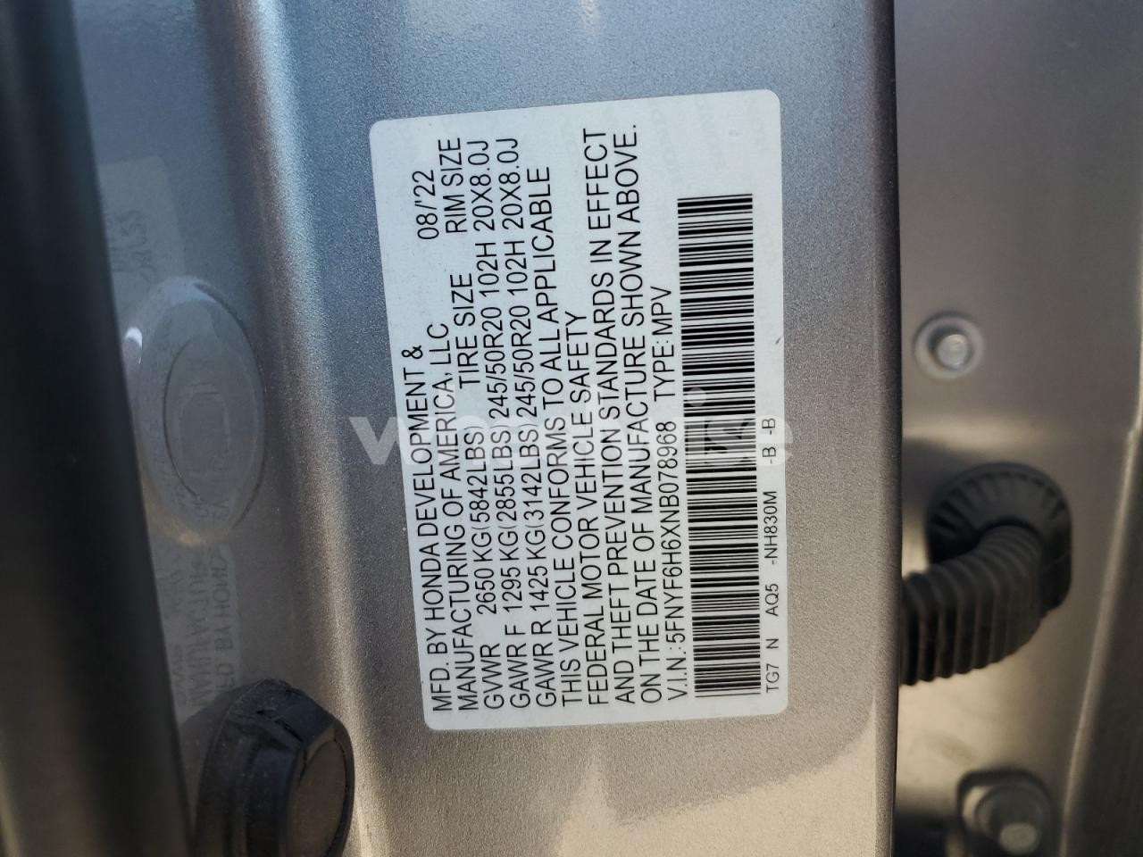 Photo 13 of 2022 HONDA PILOT TOURING (VIN 5FNYF6H6XNB078968)