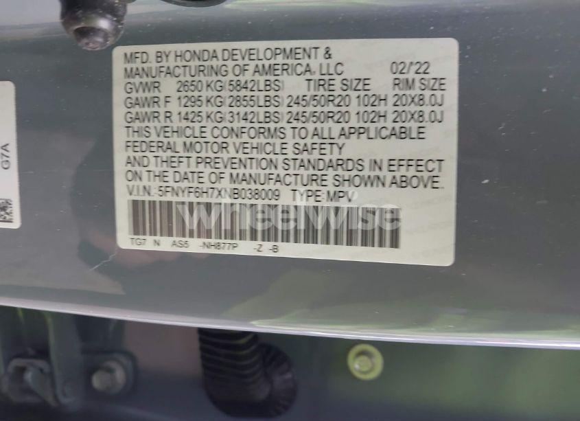 Photo 9 of 2022 Honda Pilot AWD BLACK EDITION (VIN 5FNYF6H7XNB038009)