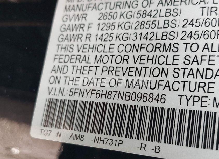 Photo 9 of 2022 Honda Pilot AWD TRAILSPORT (VIN 5FNYF6H87NB096846)