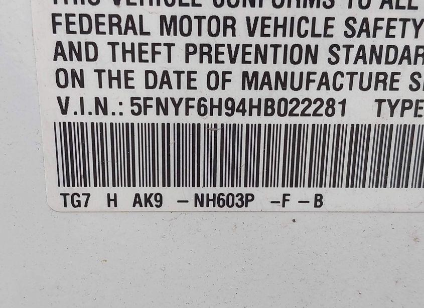 Photo 9 of 2017 Honda Pilot TOURING (VIN 5FNYF6H94HB022281)