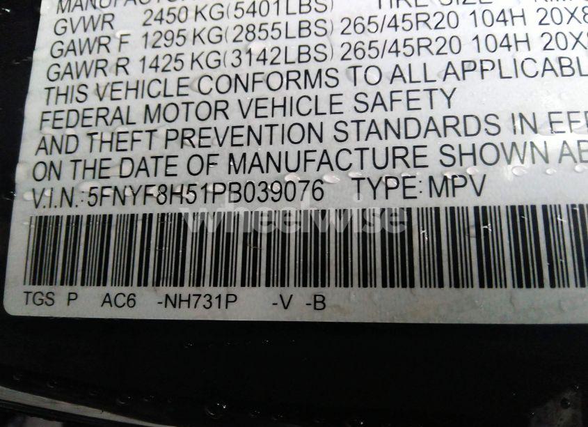 Photo 9 of 2023 Honda Passport AWD EX-L (VIN 5FNYF8H51PB039076)