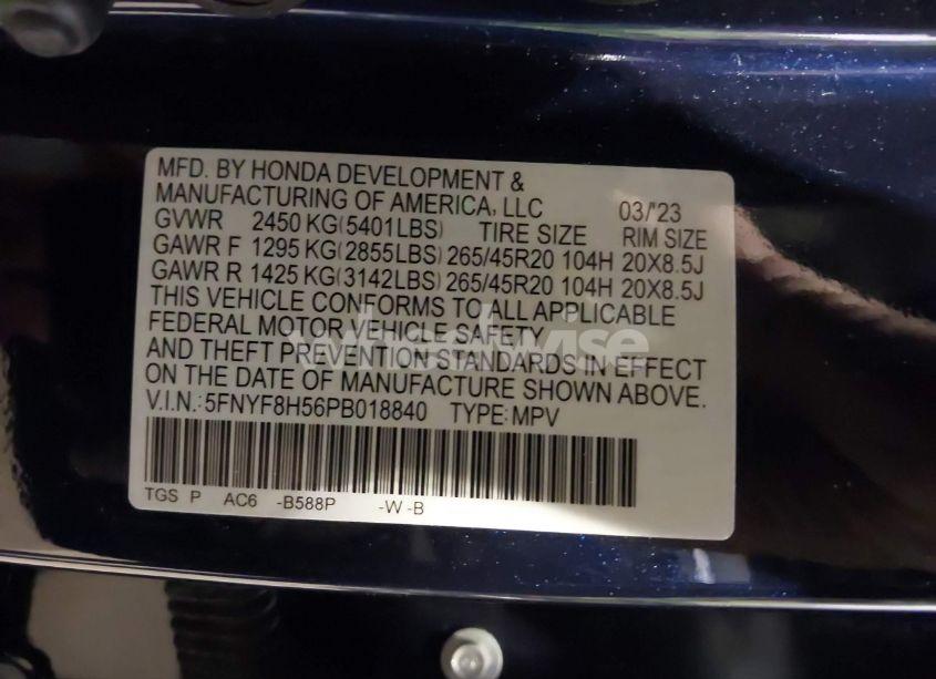 Photo 9 of 2023 Honda Passport AWD EX-L (VIN 5FNYF8H56PB018840)