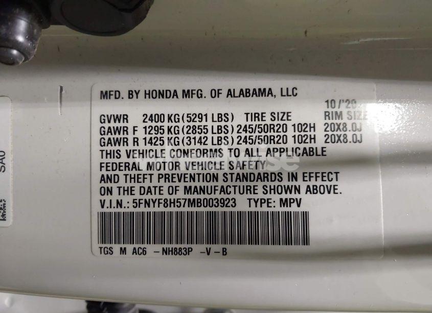 Photo 9 of 2021 Honda Passport N/A (VIN 5FNYF8H57MB003923)