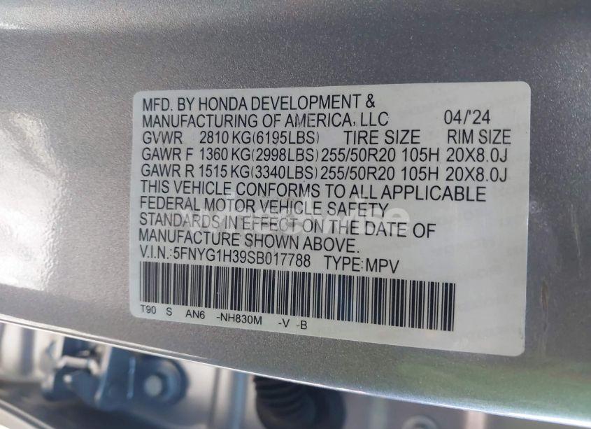 Photo 9 of 2025 Honda Pilot SPORT (VIN 5FNYG1H39SB017788)