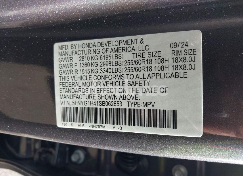 Photo 9 of 2025 Honda Pilot EX-L (VIN 5FNYG1H41SB062653)