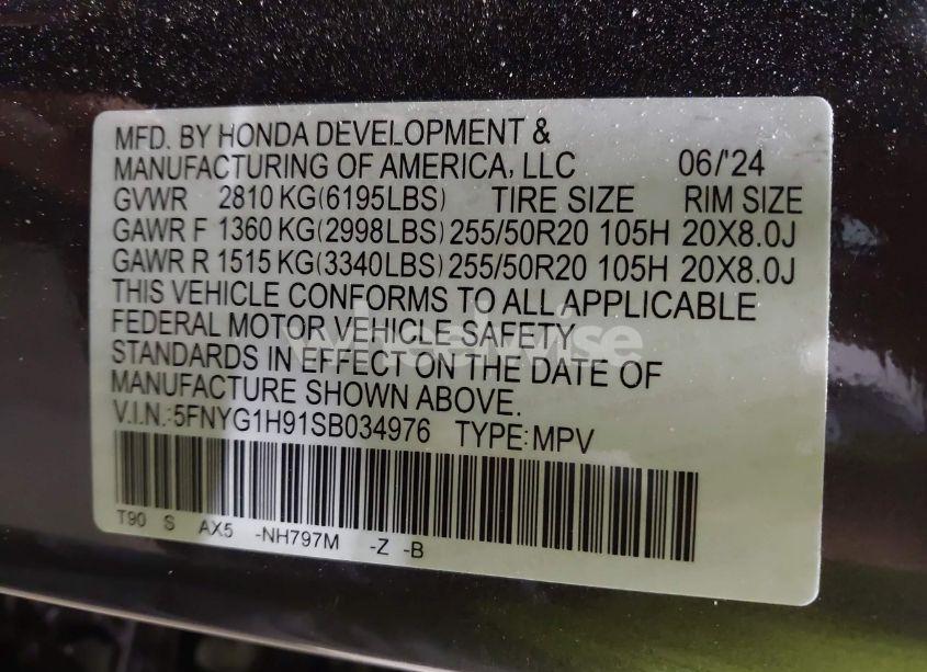 Photo 9 of 2025 Honda Pilot BLACK EDITION (VIN 5FNYG1H91SB034976)