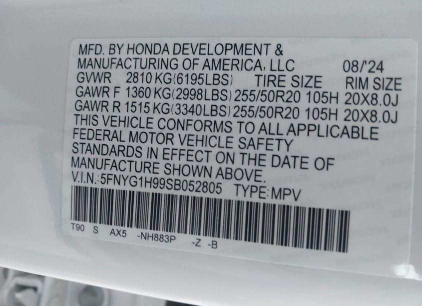 Photo 9 of 2025 Honda Pilot BLACK EDITION (VIN 5FNYG1H99SB052805)