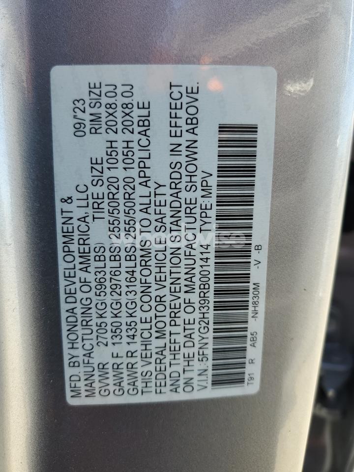 Photo 13 of 2024 HONDA PILOT SPORT (VIN 5FNYG2H39RB001414)