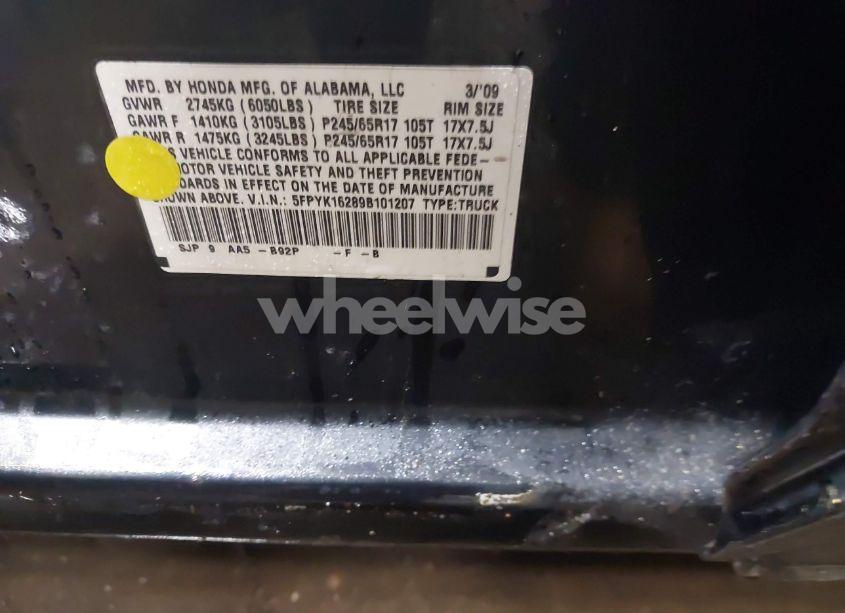 Photo 9 of 2009 Honda Ridgeline RT (VIN 5FPYK16289B101207)