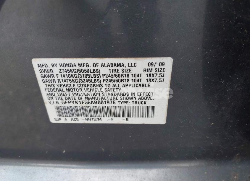 Photo 9 of 2010 Honda Ridgeline RTL (VIN 5FPYK1F56AB001976)