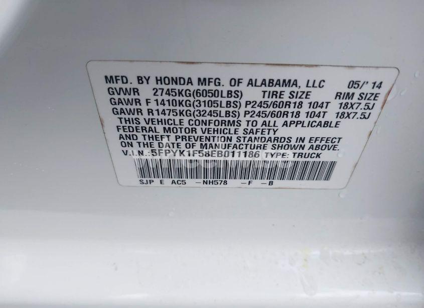 Photo 9 of 2014 Honda Ridgeline RTL (VIN 5FPYK1F58EB011186)