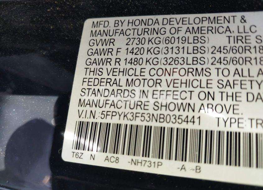 Photo 9 of 2022 Honda Ridgeline RTL (VIN 5FPYK3F53NB035441)